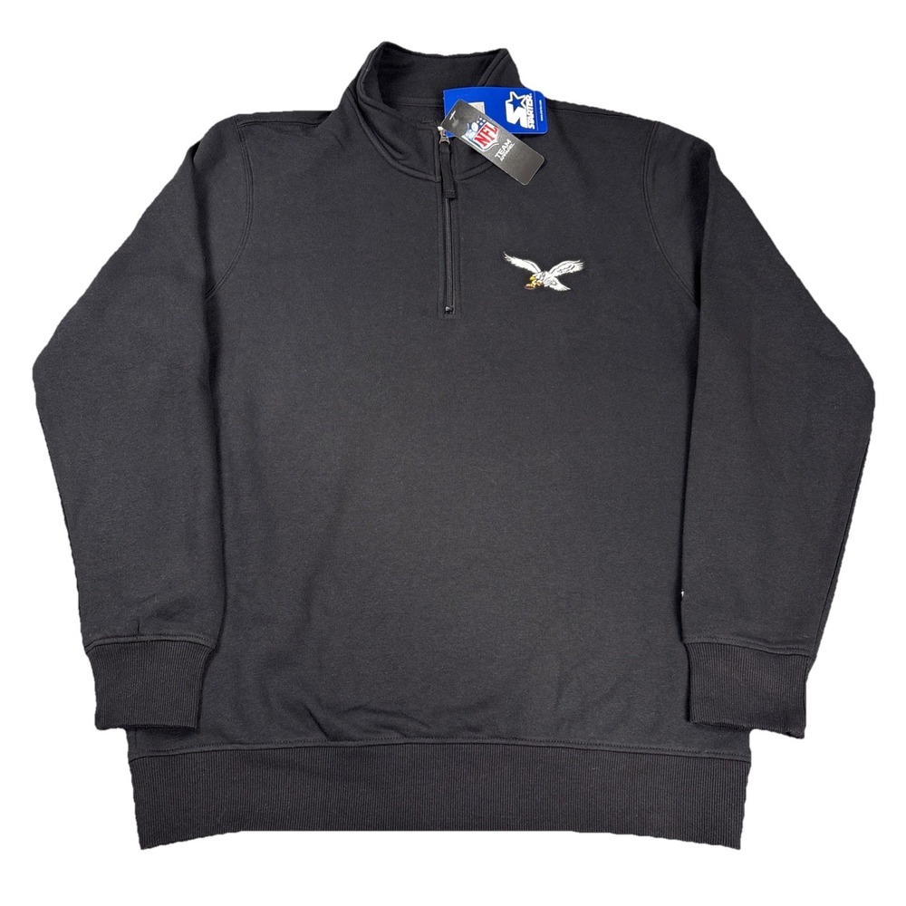 Men's Starter Black Philadelphia Eagles Classic 1/4 Zip Pullover Sweatshirt - XL